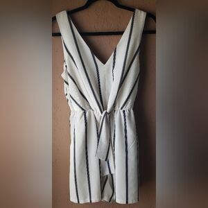 Lily Rose Romper White with Black Stripes Size Small